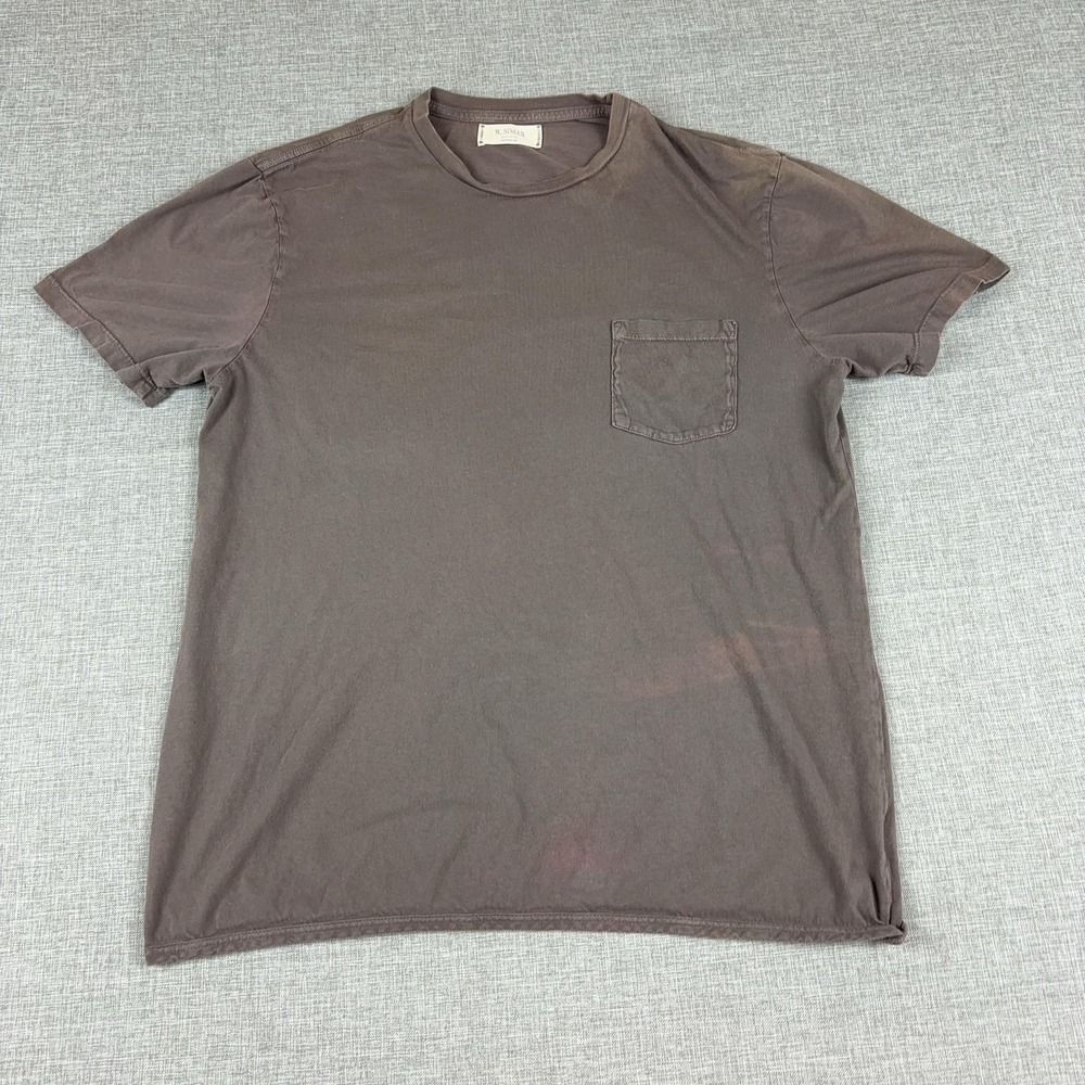 M. SINGER Shirt Mens Medium Brown‎ Pocket Crewneck Cotton Tee Made In USA